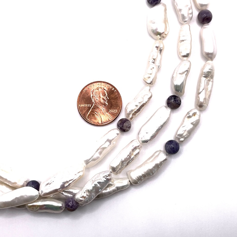 Desert Rose Trading Jay King 925 Sterling Pearl Gemstone Triple Strand Necklace - Picture 8 of 13
